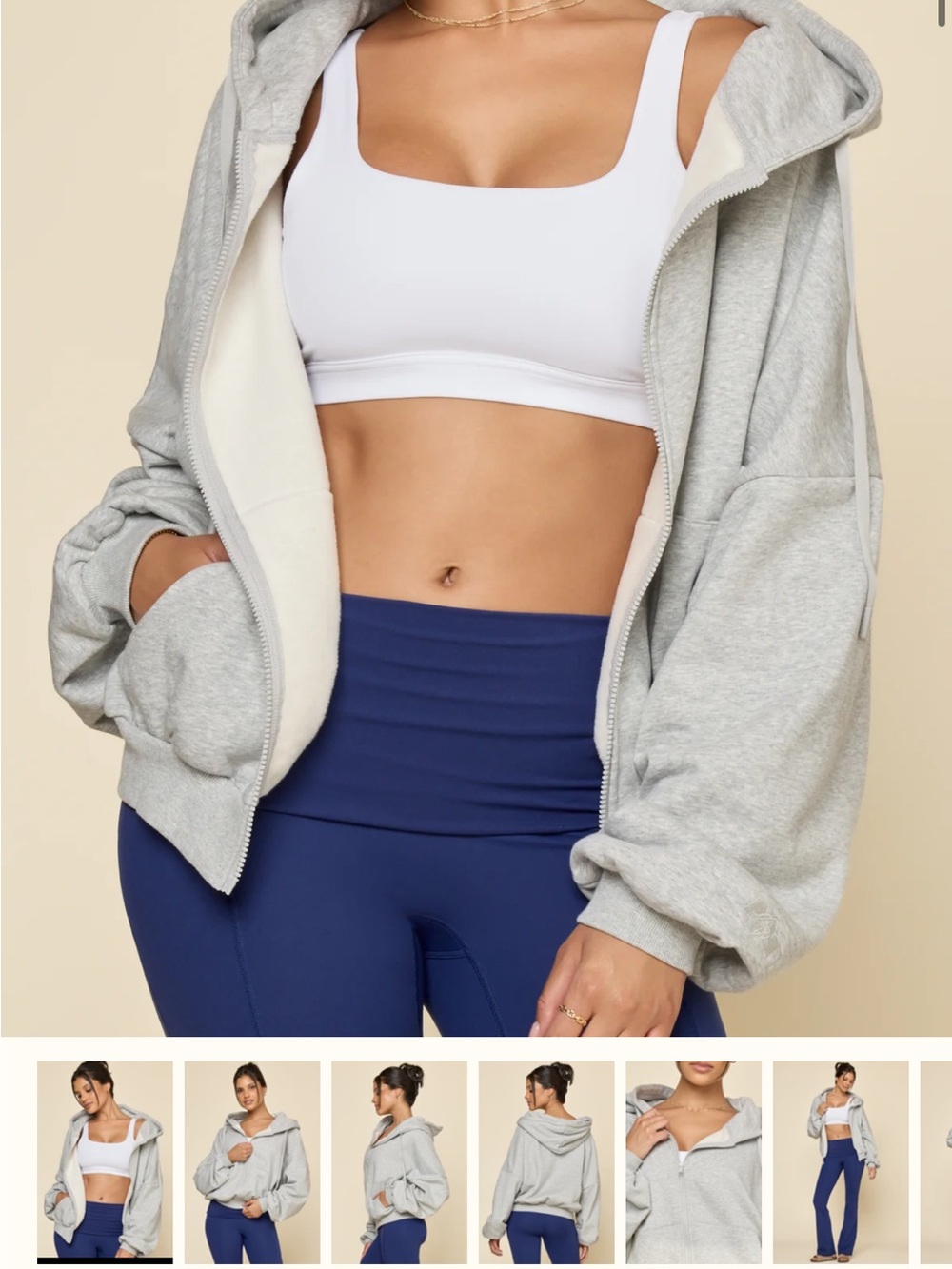 POPFLEX Heather Gray Hooded Zip-Up Jacket
